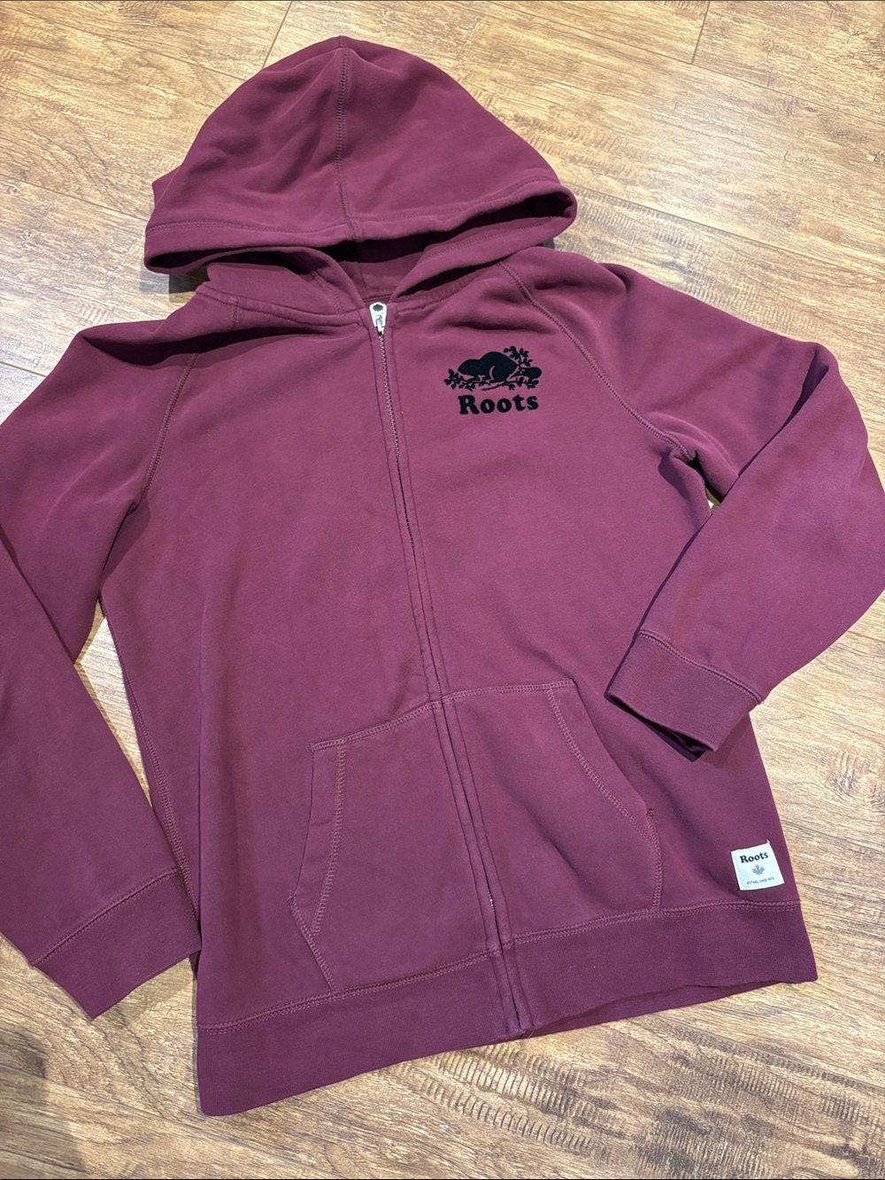 Roots Kids Zip-Up Hoodie in Burgundy